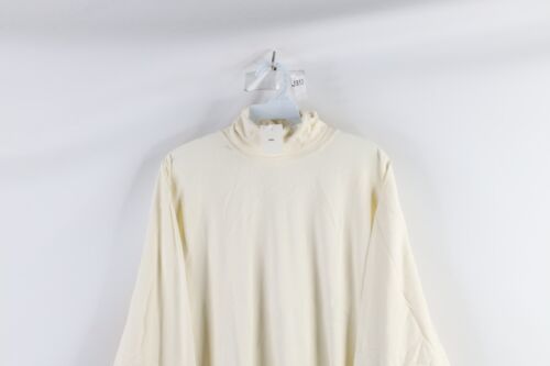 NOS Vtg 90s J Crew Mens XLT Blank Long Sleeve Turtleneck T-Shirt White Cotton - £55.34 GBP