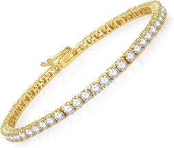 Moissanite Diamond Tennis Bracelets 5cts 18K Yellow Gold Sterling Silver VVS1 D - £222.17 GBP