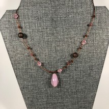 Pink Copper Beads Wire Necklace 14.5in plus 3in Extender - £10.05 GBP