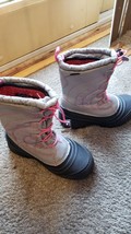 NICE Girls North Face Snow Winter Boots Gray Pink Alpenglow  thermafelt Sz- 4 - £21.30 GBP