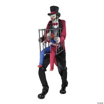 Animated Rotten Ringmaster &amp; Clown Cage Haunted House 7FT Halloween Talking Prop - £287.37 GBP
