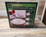 Holiday Time 12-Piece Porcelain Dinnerware Set Platinum Banded - New, Sh... - £39.26 GBP