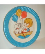 New Vtg Boy &amp; Dog in a Boat Birthday Party 9&quot; Paper Plates 70s - £6.33 GBP