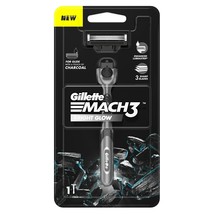 Gillette Mach3 Charcoal Men Razor New Enhanced Lubrastrip Metal Handle Grip - £15.43 GBP