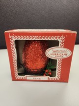Vintage Laurence Miniature Red Pine Hurricane Candle Boxed Glitter W/Box - $14.24