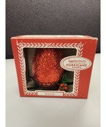 Vintage Laurence Miniature Red Pine Hurricane Candle Boxed Glitter W/Box - £10.59 GBP