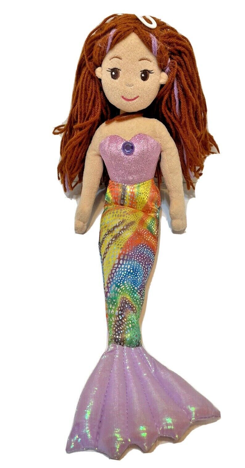 Primary image for Aurora Mermaid Sea Sparkles Plush Doll 18" Stuffed Toy Tie Dye Tail Brown Hair
