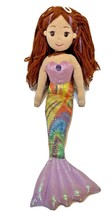 Aurora Mermaid Sea Sparkles Plush Doll 18" Stuffed Toy Tie Dye Tail Brown Hair - $10.62