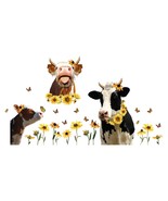 SUPERDANT Funny Farm Cow Wall Stickers Cute Cow Sunflower Vinyl Decals F... - $20.78