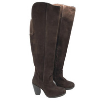 MIA Womens Boots Knee High Block Heel Suede Zipper Brown Size 6 - £18.99 GBP