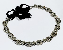 Antique English Georgian Sterling Silver Diamond Paste Ribbon Riviere Necklace - £2,388.23 GBP