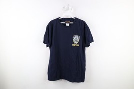 Vintage Y2K 2006 Mens Medium Faded Spell Out NYPD New York T-Shirt Blue Cotton - $29.65