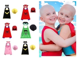 Children Cancer Superhero Cape and Beanie Hat Set Kids Cancer Gift Chemo Gift - £23.42 GBP