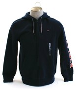 Tommy Hilfiger Signature Blue Zip Front Hooded Sweat Jacket Hoodie Men&#39;s... - £76.22 GBP