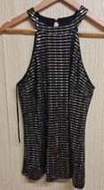 F&amp;F sparkle Grey And Black Sequins Halter Neck top size 12 Express Shipping - £21.67 GBP