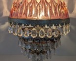 Michelotti Cranberry Pink Glass 3 Tier Crystal Boudoir Table Lamp 16&quot; Ho... - $85.50