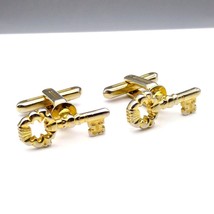 Vintage Hickok Key Cuff Links, Gold Tone Skeleton Key, Dapper Mens Occasion Acce - $37.74
