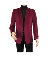 Men's Velvet Sport Coat Jacket by BASSIRI Leonardi J1042 Burgundy - $139.99