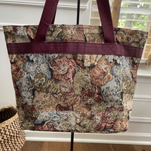 Vintage Bovano Cat Tapestry Shoulder Bag Laptop Fits Tote Purse - $674.44 MXN