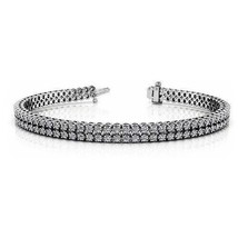 10 CT Two Row Simulated Diamond Tennis Bracelet For Women 14K White Gold Plated - £231.19 GBP