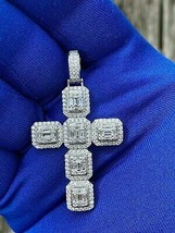 Pendentif croix pour homme 3 carats avec diamants baguettes en finition or... - £95.50 GBP