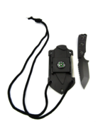 Survival Compact Knife 2.5&quot; Blade with Compass Sheath and Cord - Black - £19.69 GBP