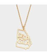 Gold Georgia State Map Shaped Necklace Pendant Style Statement Chain Jew... - £17.25 GBP
