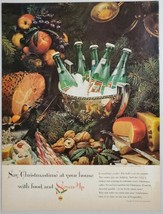 1960&#39;s Print Ad 7UP Bottles in Ice Bucket Seven Up Christmas Time Food - £9.16 GBP