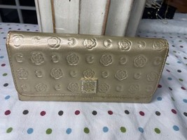 Clathas Gold Embossed Long Wallet with Crystal Logo Accent - $54.45