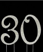 Crystal Covered Silver Number 30 30th Birthday Anniversary Number Cake T... - $14.96