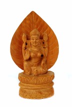 Handicraft Hand Carved Figurine Godess Handmade Goddess Laxmi Wooden Laxmi  - £58.94 GBP