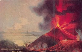 Naples Italy~Vesuvius Volcano In Eruption Postcard - £5.56 GBP
