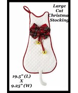 North Pole Trading Co. Lg Red Trim White Quilted 19.5&quot; Cat Christmas Sto... - $300.99 MXN