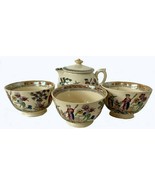 Chinese Teapot wtih Lid and 3 Matching Teacups, Dog Trademark, E.M. &amp; Co... - $123.04