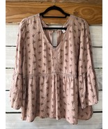 Arizona Jean Co. Jr Wm XXL Crop Top Bell Slv Flowy Floral Taupe Pnk Blou... - $523.36 MXN