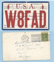 1934 Vintage Postcard Pittsburgh PA, QSL Card W8FAD 1 cent Franklin - £12.15 GBP