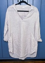Sigrid Olsen Light Beige Linen Tunic Shirt w Pockets XL Beachy Lagenlook - £18.96 GBP