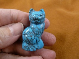 (Y-CAT-SIC-566) Blue sitting CAT gemstone kitten STONE carving figurine ... - £10.95 GBP