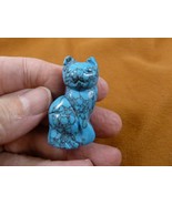 (Y-CAT-SIC-566) Blue sitting CAT gemstone kitten STONE carving figurine ... - £11.01 GBP