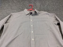 Stafford Dress Shirt Mens 16.5 34 34 Check Plaid Travel Easy Care Button Up - $14.84