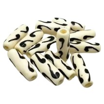 Batik Bone Beads Buffalo Bone Hair Pipe Beads White Color Nine Six 1&quot; - £9.30 GBP