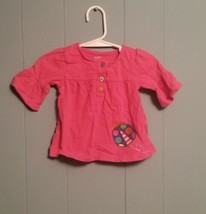 Carter&#39;s Baby Girl 12 M Long Sleeve Shirt Pink Ladybug 1/4 Button  - £1.55 GBP