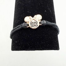 Disney Squad Goals Minnie Silver Tone Charm Casual Bracelet Black Cord - $384.87 MXN
