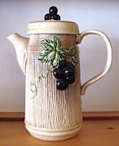 Tea Pot Coffee Serving Pitcher Urn Vintage Grape Cluster Tuscany Country Kitchen - £55.07 GBP