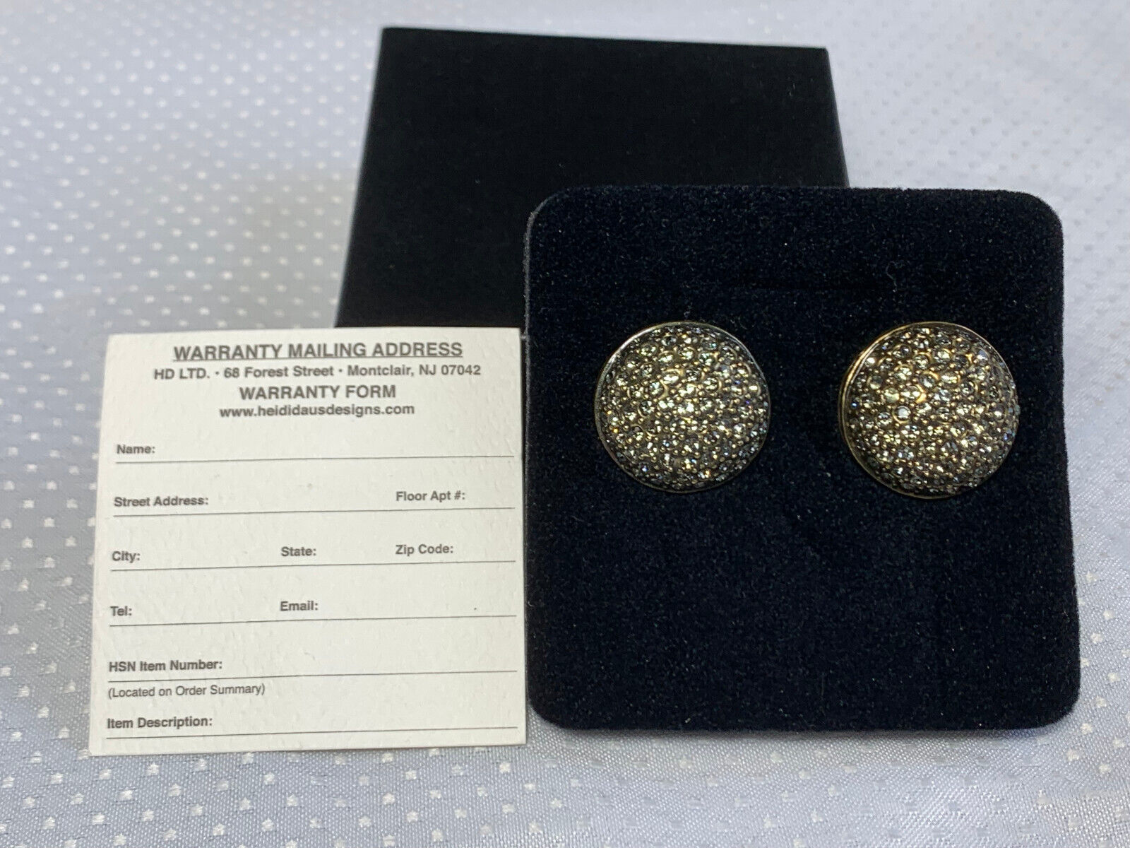 Heidi Daus Clip On Earrings Designer Costume Jewelry Clear Rhinestone Round - $29.95