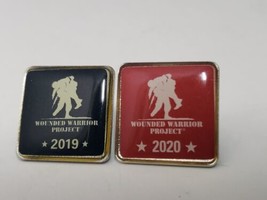 Lot 2 Wounded Warrior Project Enamel Lapel Pin 2020 2019 Red Black Silve... - $8.90