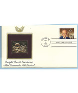First Day Cover 1990 Gold Replica President Dwight David Eisenhower 25ce... - $7.99