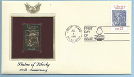 First Day Cover 1986 Gold Replica Postage Stamp Statue of Liberty  - $12.77