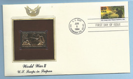 First Day Cover 1994 Gold Replica Postage Stamp World War II Troops Saipan - $9.99