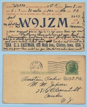 1933 Vintage Postcard Clinton Iowa preprinted QSL Card W9JZM 1 cent Jefferson - £14.27 GBP